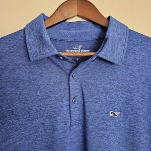 Vineyard Vines Mens Large Sankaty St. Kitt's Polo Shirt Blue Performance Preppy